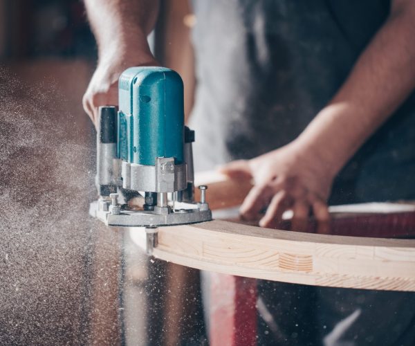 Joinery,,Woodworking,And,Furniture,Making,,Professional,Carpenter,Cutting,Wood,In